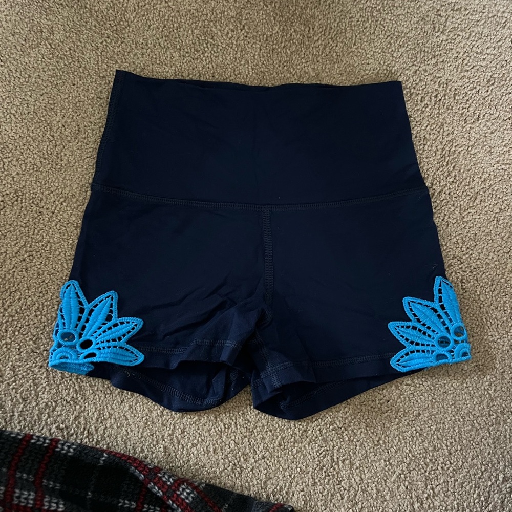 Women's Black Shorts with Blue Accents
